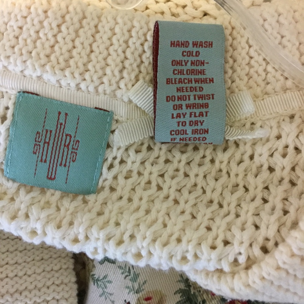 Anthropologie HWR Cardigan Sweater S Cream Floral - Picture 7 of 8